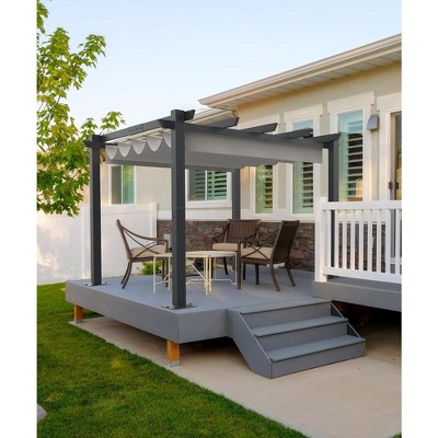 Garvee Outdoor Aluminum Pergola with Upgraded Retractable Canopy--Outdoor Shelter Suitable for Gardens, Backyard, Lawn, Deck