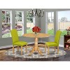 Round Kitchen Table Set 42 Inch Antique Dining Table w/ 2 Parsons Chairs, Green PU Leather - 2 of 4