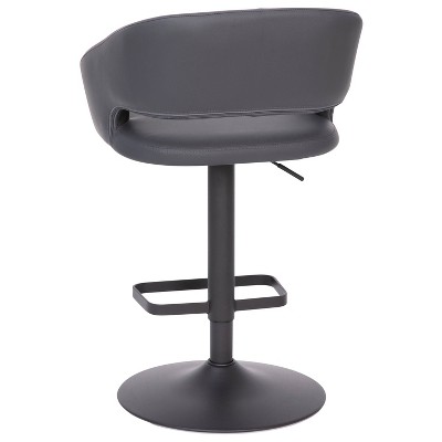 Gray Vinyl Adjustable Swivel Barstool with Black Metal Base