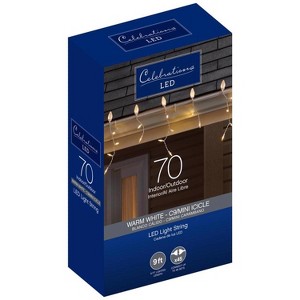 Celebrations Icicle Christmas Lights, Blue LED C9 Warm White 70 ct - 9 ft. - 1 of 2