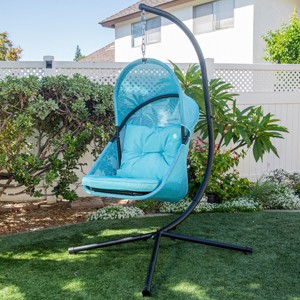 Barton Outdoor Patio Canopy Hanging Egg Chair Collapsible Egg Chair Seat - 1 of 4