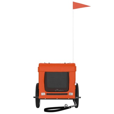 Orange and Black Oxford Fabric Pet Bike Trailer with Iron Frame