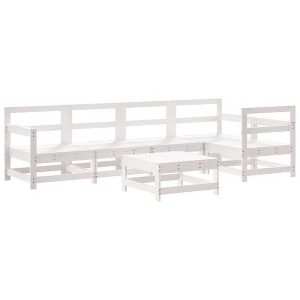 vidaXL Patio Lounge Set Outdoor Garden Furniture Set 6 Piece Solid Wood Pine - White Pine - 1 of 4