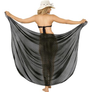 LA LEELA Women's Swimwear Sarong Wrap Cover up Wraps One Size Ebony Polka Dots - 1 of 4