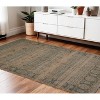 Brown Dark Gray And Dark Turquoise Oriental Hand Woven Area Rug With Fringe - 2 of 4