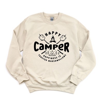 Simply Sage Market Women's Graphic Sweatshirt Happy Camper Toasted Marshmallow