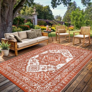 Outdoor Rugs, Reversible Waterproof Patio Rug, Plastic Straw Rug Sun-Resistant RV Mat, Portable Indoor Outdoor Vintage Area Rugs Carpet for Camping - 1 of 4