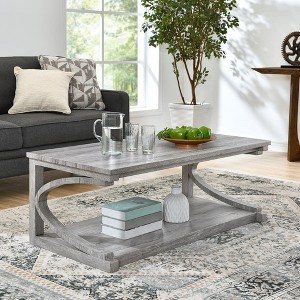 Solid Wood+Mdf Unique Coffee Table, Solid Wood 48 Inch Modern Coffee Table Modern Storage Center Table, Solid Wood Special-Shaped Coffee Table - 1 of 4
