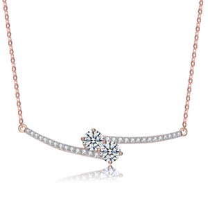 Guili Sterling Silver Rose-Plated Necklace with Clear CZ Accent in White or Gold—Feminine, Graceful, and Perfect for Any Occasion. - 1 of 3