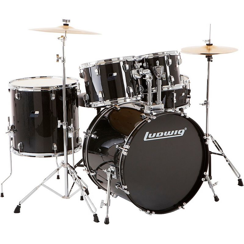 Ludwig BackBeat Complete 5-Piece Drum Set With Hardware and Cymbals Black Sparkle, 1 of 6