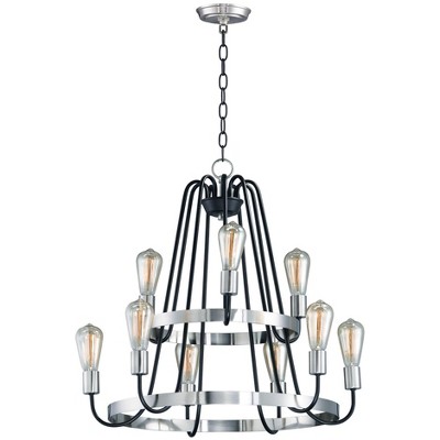 Maxim Lighting Haven 9 - Light Chandelier in  Black/Satin Nickel