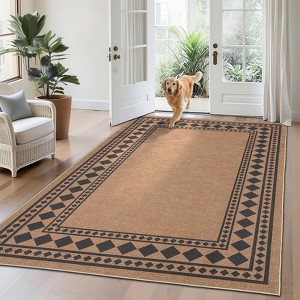 2x6FT Jute Washable Area Rug for Living Room, Modern Non-Slip Outdoor Rug for Patio, Non-Shedding Stain Resistant Soft Carpet for Bedroom - 1 of 4