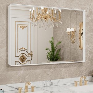 KIOTEE Rectangular Aluminum Alloy Framed and Tempered Glass Wall Bathroom Vanity Mirror in Matte Black - 1 of 4