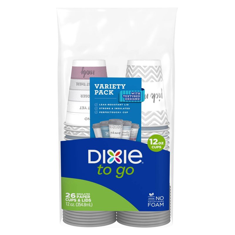 Dixie To Go Disposable Hot Cups &#38; Lids - 12oz, 1 of 10