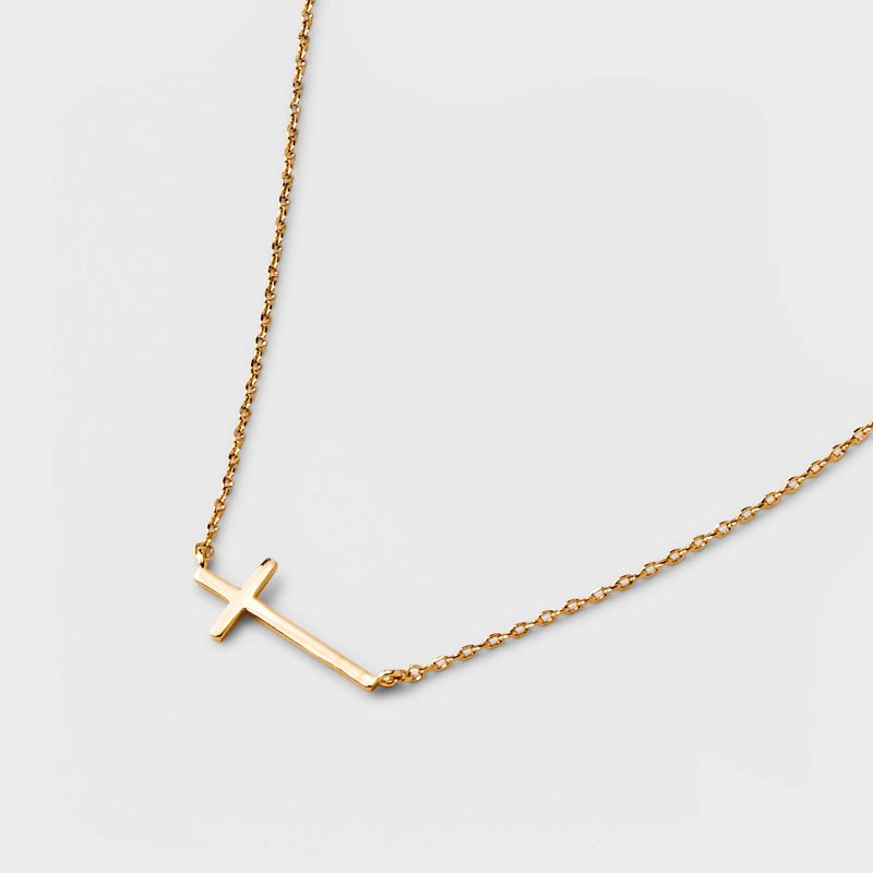 14K Gold Plated Stationed Cross Pendant Necklace - A New Day&#8482; Gold, 5 of 6