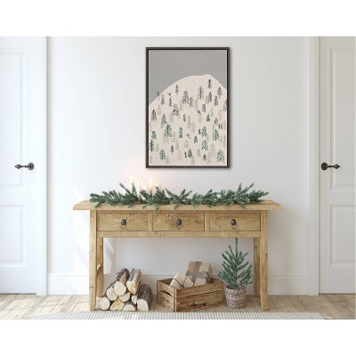 Gray Minimalist Ski Hill Framed Canvas Wall Art, 23x33