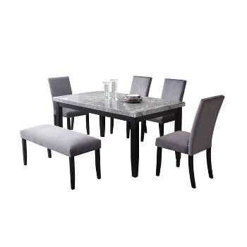 6pc Napoli 64" Marble Top Dining Set Gray - Steve Silver Co.