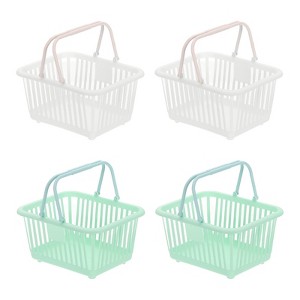 Unique Bargains Plastic Grocery Shopping Toy Organizing Mini Decorative Baskets 6.3" x 3.5" x 5.1" 4 Pcs - 1 of 4