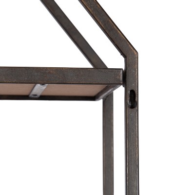 Adela Brown Wood and Metal Octagon Folding Shelf