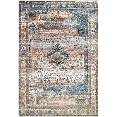 Nuloom Lauryn Vintage 5x8 Indoor Area Rug for Living Room Bedroom Dining Room Kitchen, Blue/Ivory