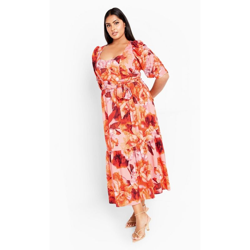 Women's Plus Size Poppie Print Maxi Dress - peach | CITY CHIC, 2 of 7