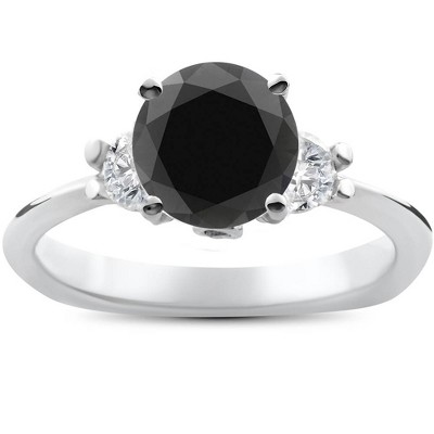 Pompeii3 1 3/8ct Black Diamond Engagement Accent Anniversary Ring 14k ...