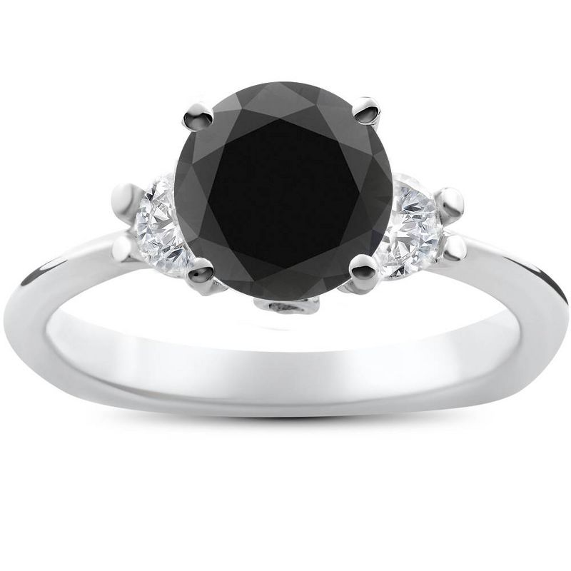 Pompeii3 1 3/8ct Black Diamond Engagement Accent Anniversary Ring 14k White Gold, 1 of 6