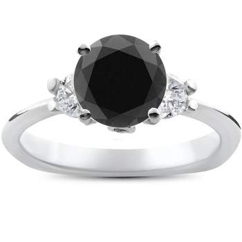 Pompeii3 1 3/8ct Black Diamond Engagement Accent Anniversary Ring 14k White Gold