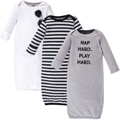 Little Treasure Baby Boy Cotton Long-Sleeve Gowns 3pk, Nap Hard, 0-6 Months