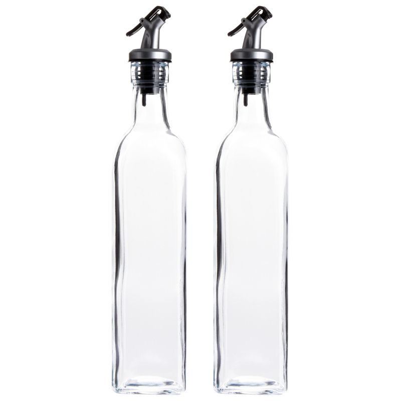 Juvale 2-Pack 17oz 500ml Olive Oil and Vinegar Cruets Glass Dispensers Bottles, 1 of 10