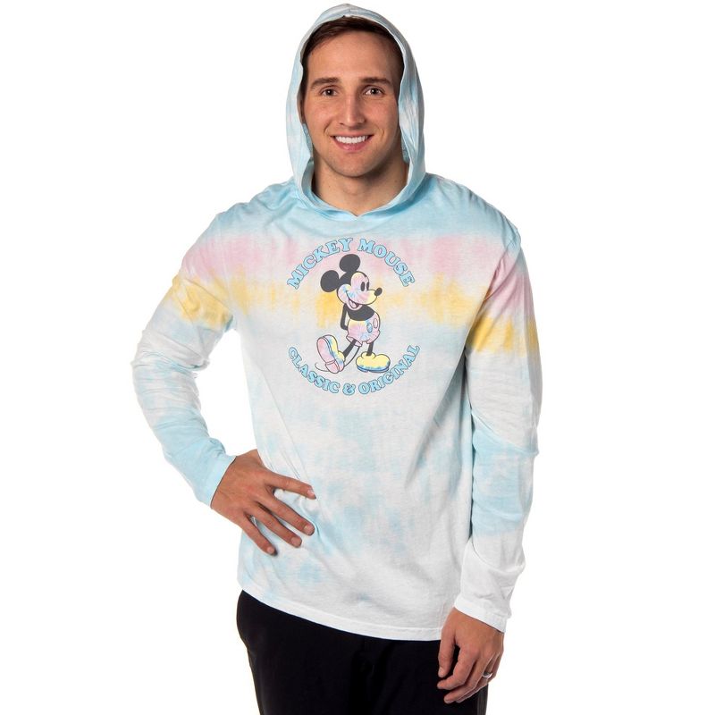 Disney Men's Mickey Mouse Classic Original Tie-Dye Long Sleeve Hooded Shirt Adult, 3 of 5