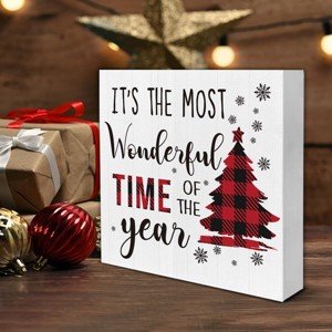 Rustic Christmas Decorations, It's the Most Wonderful Time of the Year Wooden Sign - 1 of 4
