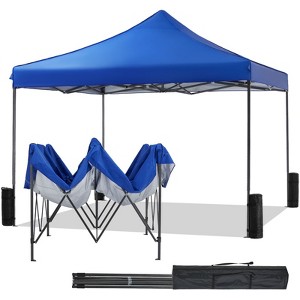 JIONJOY 10 x 10ft Waterproof Sun Shelter Canopy Tent Pop Up Canopy Tent Portable with Sand Bags - Blue - 1 of 4