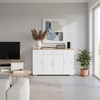 FurnitureR Modern Farmhouse Sideboard Buffet Storage Cabinet, Wooden Coffee Buffet Table with Drawer and Shelves, 43.3" Barn Doors Storage Cabinet - 3 of 4