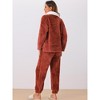 cheibear Women's Fluffy Fleece Pullover Tops with Pants Winter Plush Warm Pajamas Sets - 3 of 4
