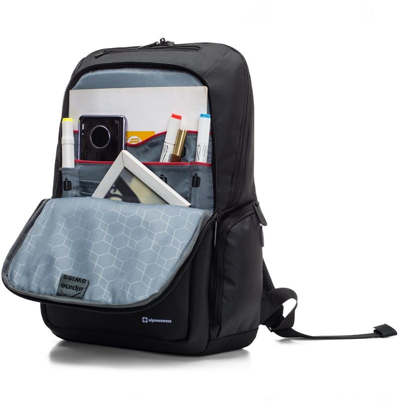 Alpine Swiss 16” Laptop Backpack Slim Travel Computer Bag Business Daypack, 4 of 6