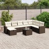 vidaXL 9 Piece Patio Sofa Set with Cushions - Brown and Cream without Storage - 2 of 4