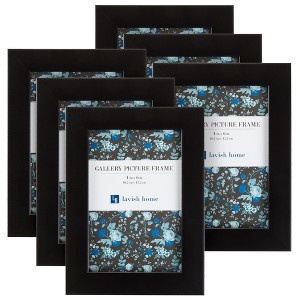 Picture Frame with Stand & Hanging Hooks Black 4"x6" 6pk - Lavish Home: Modern Style, Wall Mountable, Glass Glazing - 1 of 4