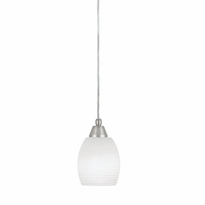 Toltec Lighting Any 1 - Light Pendant in  Brushed Nickel with 5" White Linen  Shade