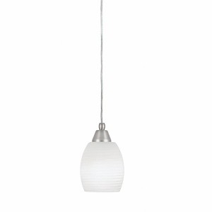 Toltec Lighting Any 1 - Light Pendant in  Brushed Nickel with 5" White Linen  Shade - 1 of 1