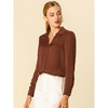 INSPIRE CHIC Women's Elegant V Neck Long Sleeve Office Work Satin Shirt - 2 of 4