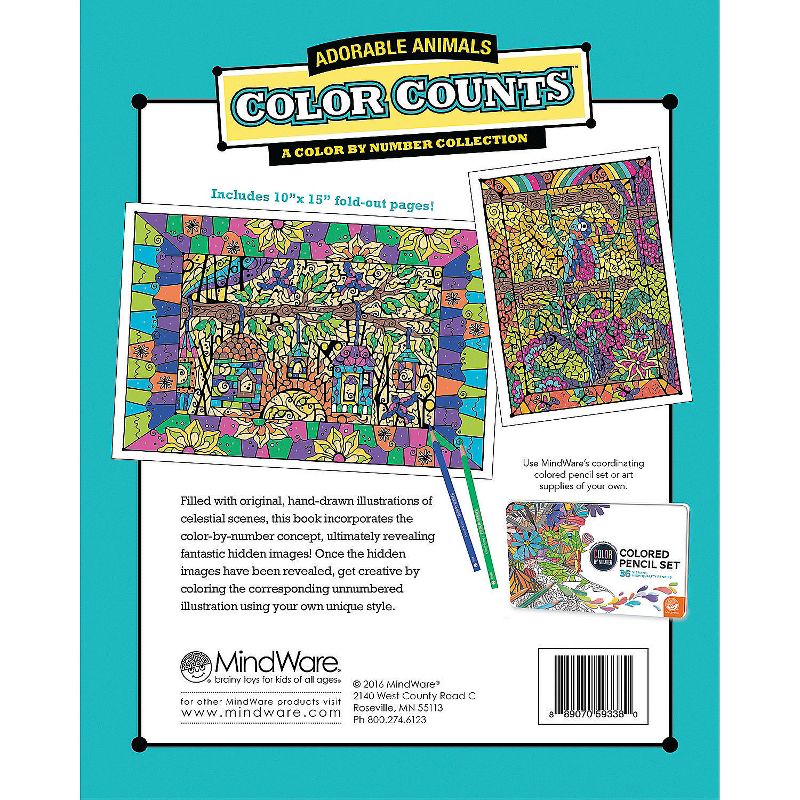 MindWare Color By Number Color Counts: Adorable Animals - Coloring Books, 2 of 5