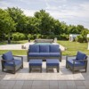 POCASSY 5PCS Outdoor Patio Furniture Set, Outdoor Sofa Couch Set with Patio Club Chairs and Ottomans, All Weather Wicker and Olefin Cushion Cover - 2 of 4