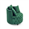 Velvet Swivel Chair with Button Tufted Design and 3 Pillows - 4 of 4