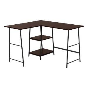 Monarch Specialties Computer Desk Home Office Corner Storage Shelves 48InchL L Shape Work Laptop Metal Laminate Brown Black Contemporary Modern - 1 of 4