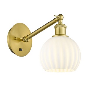 White Venetian - 1 Light Arm Adjusts Up and Down Wall Sconce In Modern Style-8 Inches Tall and 6 Inches Wide - 1 of 1