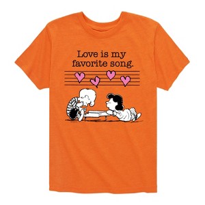 Boys' - Peanuts - Lucy And Schroeder Valentine's Piano Short Sleeve Graphic T-Shirt - 1 of 4