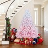 White & Pink Flocked Christmas Tree, Full Branch Tips, Fire-Resistant PVC, Hinged Design with Stable Metal Stand - 3 of 4