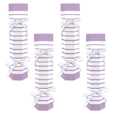 Big Dot of Happiness Purple Stripes - No Snap Simple Party Table Favors - DIY Cracker Boxes - Set of 12