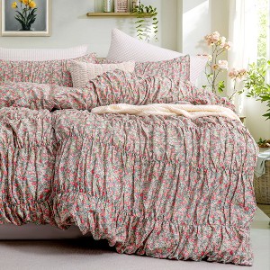 Cozy Flroal Cotton Duvet Cover Set – Soft Breathable 3-Piece Bedding, Romantic Farmhouse Cottage Style - 1 of 4